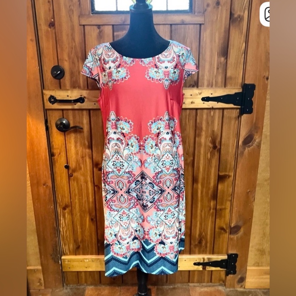 Karin Stevens dress size Large /cap sleeves/ paisley floral NWT Boho 2119